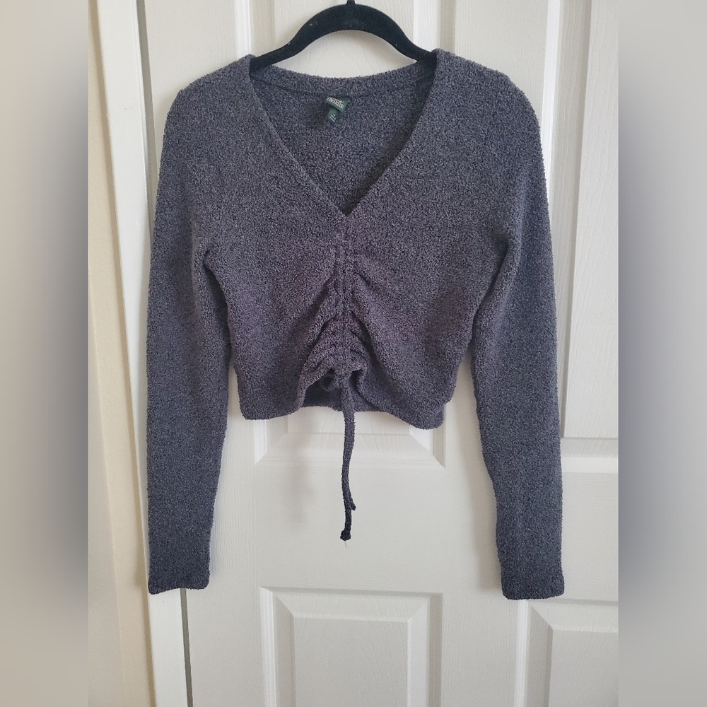 Fuzzy Gray Crop Sweater